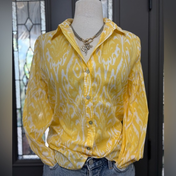 Chico's Medallion Glow Golden Haze Woven Lightweight Top Size M - Picture 1 of 10